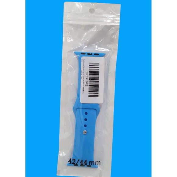 Silicone Blue Sports Watch Band For Apple Watch Size 42mm-44mm - Picture 1 of 3